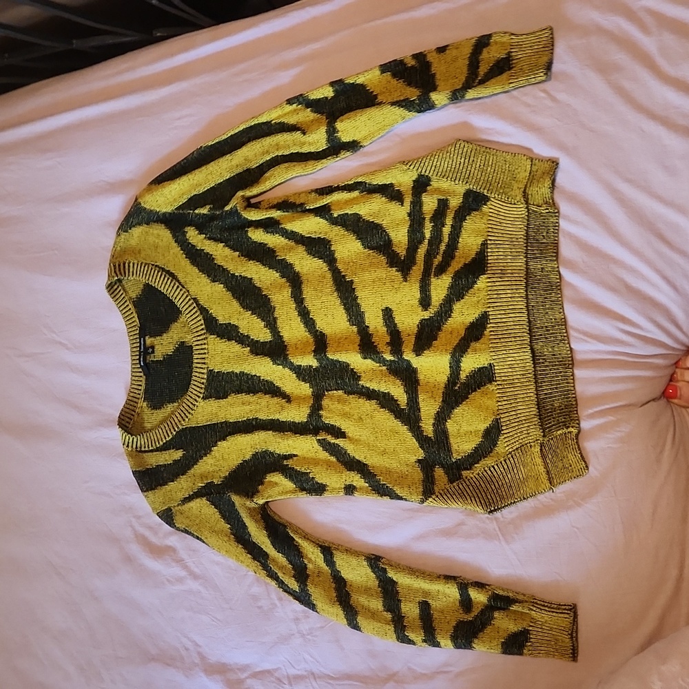 Boutique Brand Tiger Stripe Scoop Neck Sweater